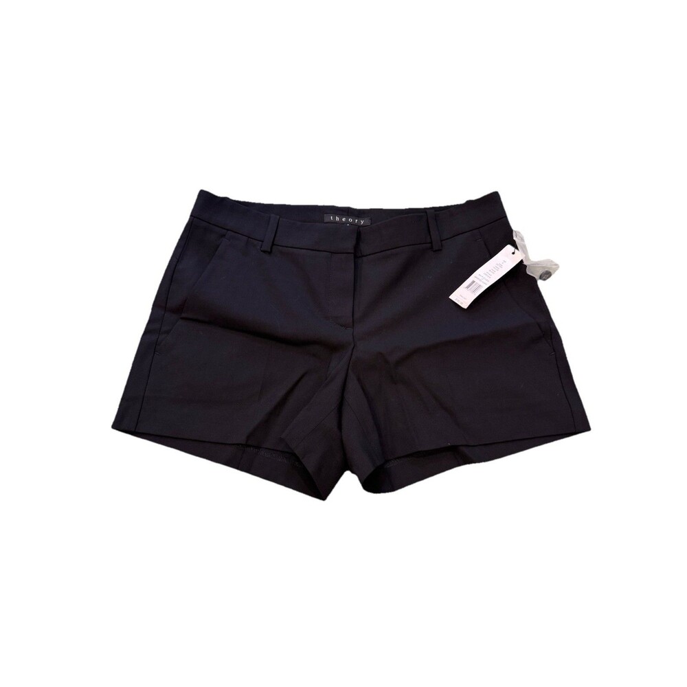 Theory Womens Mini Dress Shorts Black Esther Tailor Size 4 Cotton NWT $160